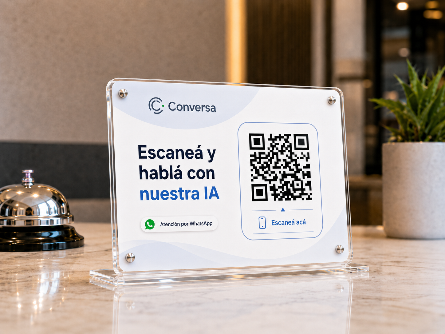 Card QR de Conversa colocada en vidriera