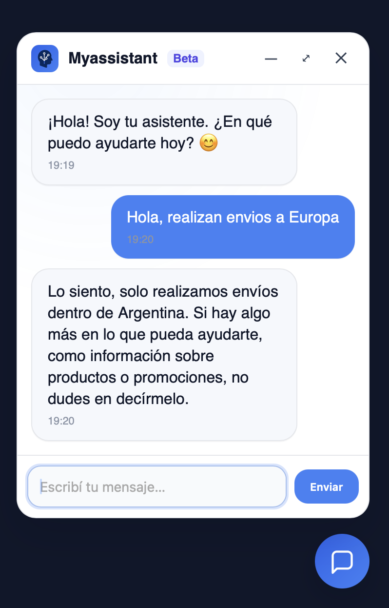 Respuesta sobre envíos: solo Argentina